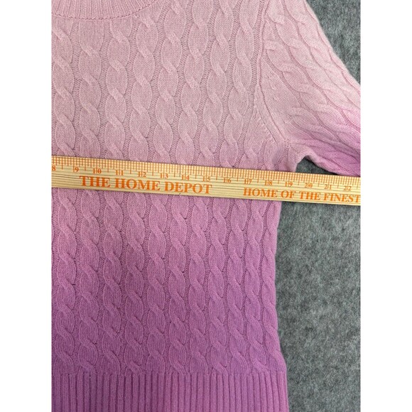 J. Crew Limited Edition Cashmere Purple Pink Ombre Cable Knit Sweater Size M - Picture 6 of 8